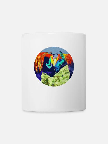 Couple de chevaux Popart cercle design - Mug blanc - blanc
