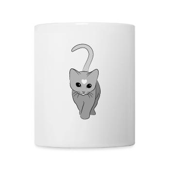 Heart Cat Gray Tone - Mug - white - Front
