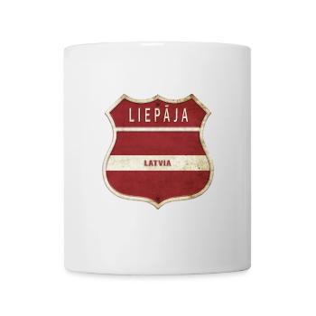 Design du drapeau de la Lettonie de Liepāja - Mug blanc - blanc - Devant