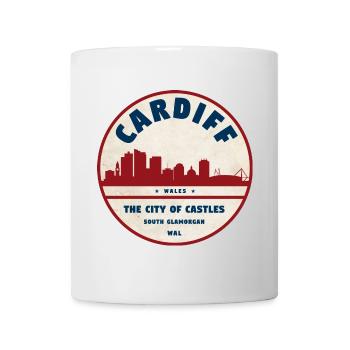 Écusson vintage Cardiff Skyline - Mug blanc - blanc - Devant