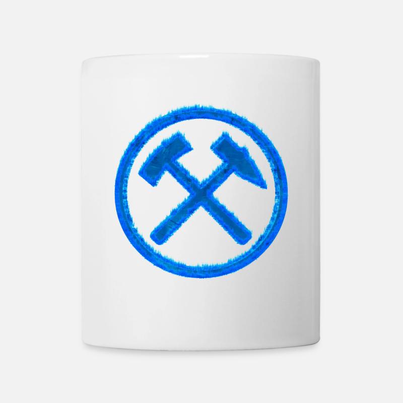 Hammer und Schlägel Bergbau Schalke Kohle Geschenk - Tasse - Weiß