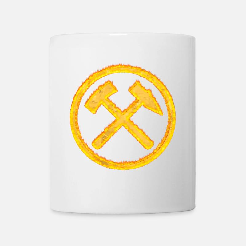 Hammer und Schlägel Bergbau Kohle Geschenk - Tasse - Weiß