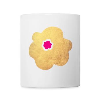 Gold Blume Pink Yoga Flower Power Blüte Natur Deko - Tasse - Weiß - Vorne