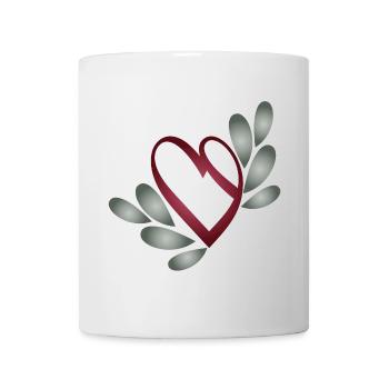 romantique symbole du cœur de la Saint-Valentin avec des feuilles - Mug blanc - blanc - Devant