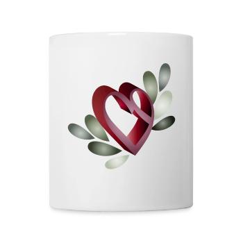 romantique symbole du cœur de la Saint-Valentin avec des feuilles - Mug blanc - blanc - Devant