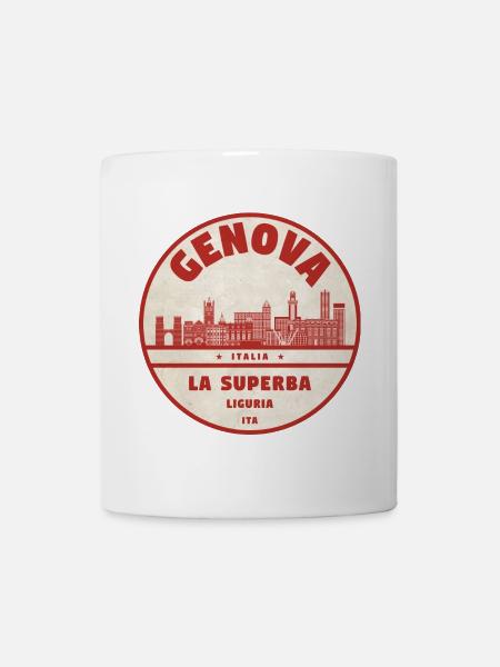 Genua Italia Vintage Stadtpanorama - Tasse - Weiß