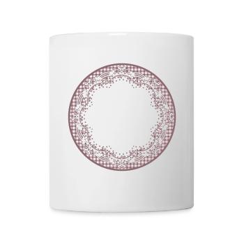 Nostalgie Tortenspitze Etikett in Altrosa - Tasse - Weiß - Vorne