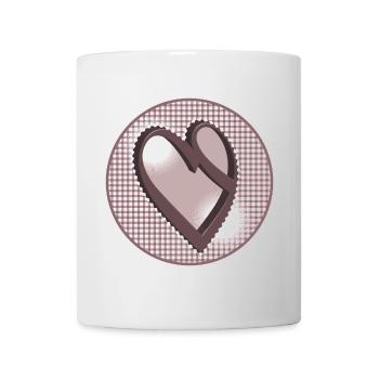 Nostalgie Etikett in Altrosa mit Kalligrafie Herz - Tasse - Weiß - Vorne