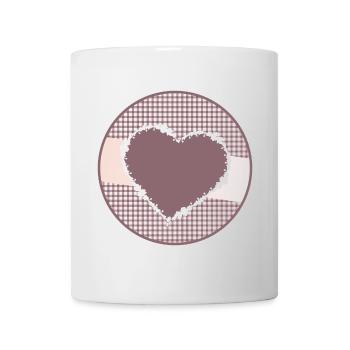 nostalgisches Etikett in Altrosa mit großen Herz - Tasse - Weiß - Vorne