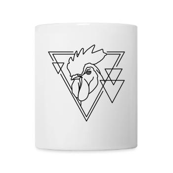Coq en forme géométrique - Conception d’art au trait - Mug blanc - blanc - Devant
