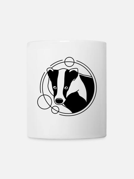 Dachs in geometrischer Form - Line-Art-Design - Tasse - Weiß