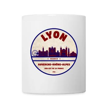 Insigne vintage de la Skyline de Lyon - Mug blanc - blanc - Devant