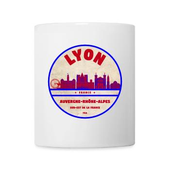 Écusson de la Skyline Vintage de Lyon - Mug blanc - blanc - Devant