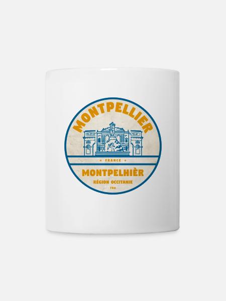 Autocollant du logo de la ville vintage de Montpellier - Mug blanc - blanc