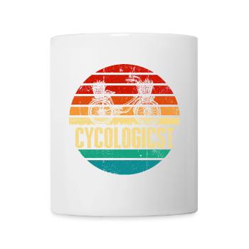 Logo vintage rétro du Cycliste au coucher de soleil - Mug blanc - blanc - Devant