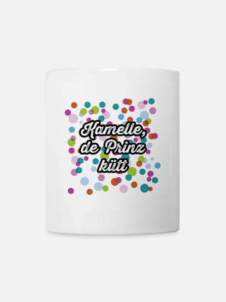 Kamelle de Prinz kütt zu Karneval - Tasse - Weiß