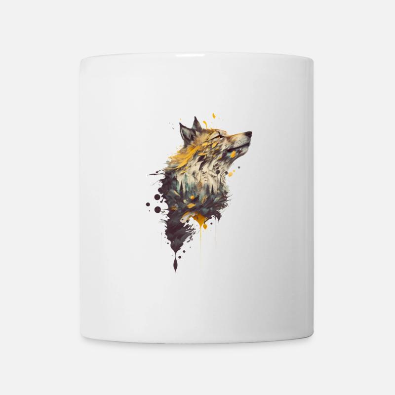 Wolf Design mit einem inkludierten Wald - Tasse - Weiß