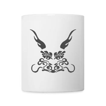 chinesisch fantasy design, Drachengesicht schnörke - Tasse - Weiß - Vorne