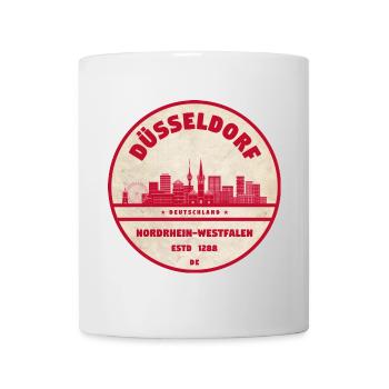 Düsseldorfer Skyline Retro-Stempel - Tasse - Weiß - Vorne
