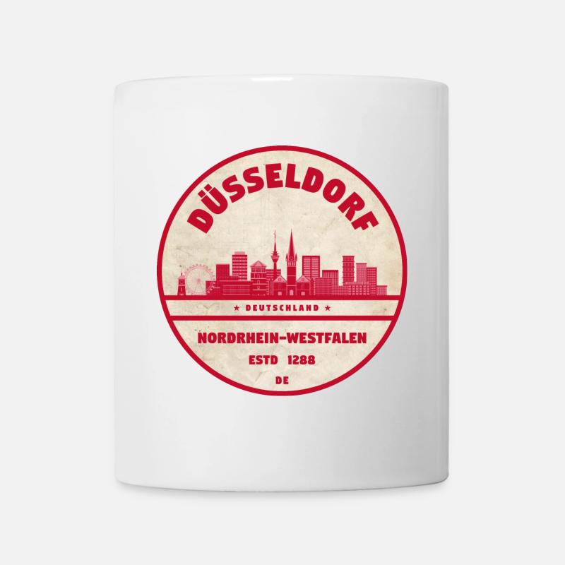 Timbre rétro de la Skyline de Düsseldorf - Mug blanc - blanc