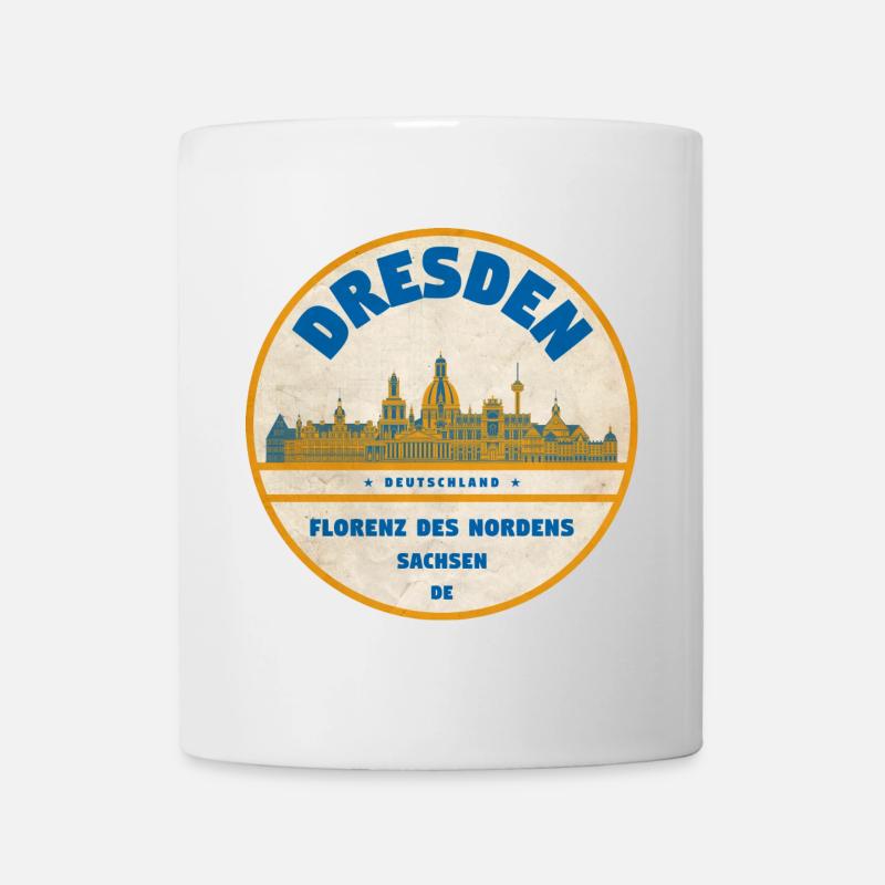 Dresden Skyline Vintage-Label - Tasse - Weiß