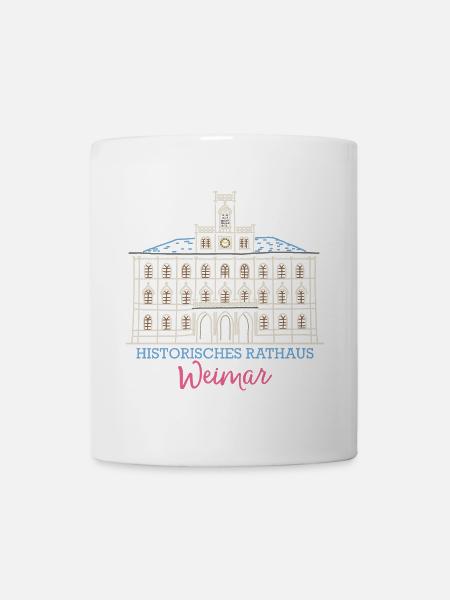 Weimar, historisches Rathaus, Strichzeichnung - Tasse - Weiß