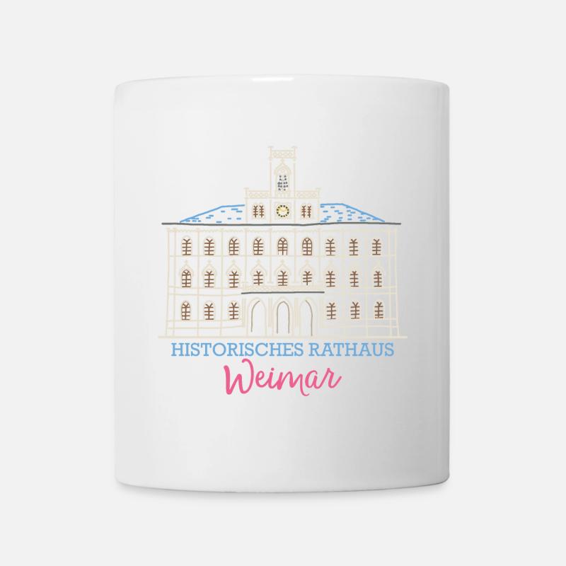 Weimar, historisches Rathaus, Strichzeichnung - Tasse - Weiß