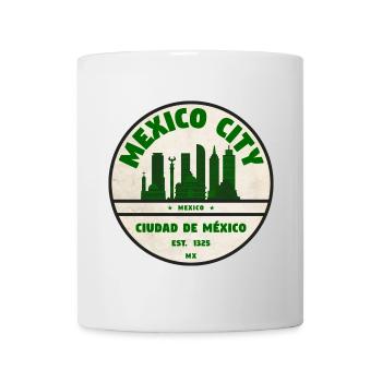 Mexiko-Stadt Skyline Emblem - Tasse - Weiß - Vorne