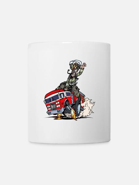 Feuerwehr Brandschutz Feuerwehrauto Lebensretter - Tasse - Weiß