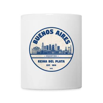 Buenos Aires Skyline Vintage Badge - Mug - white - Front