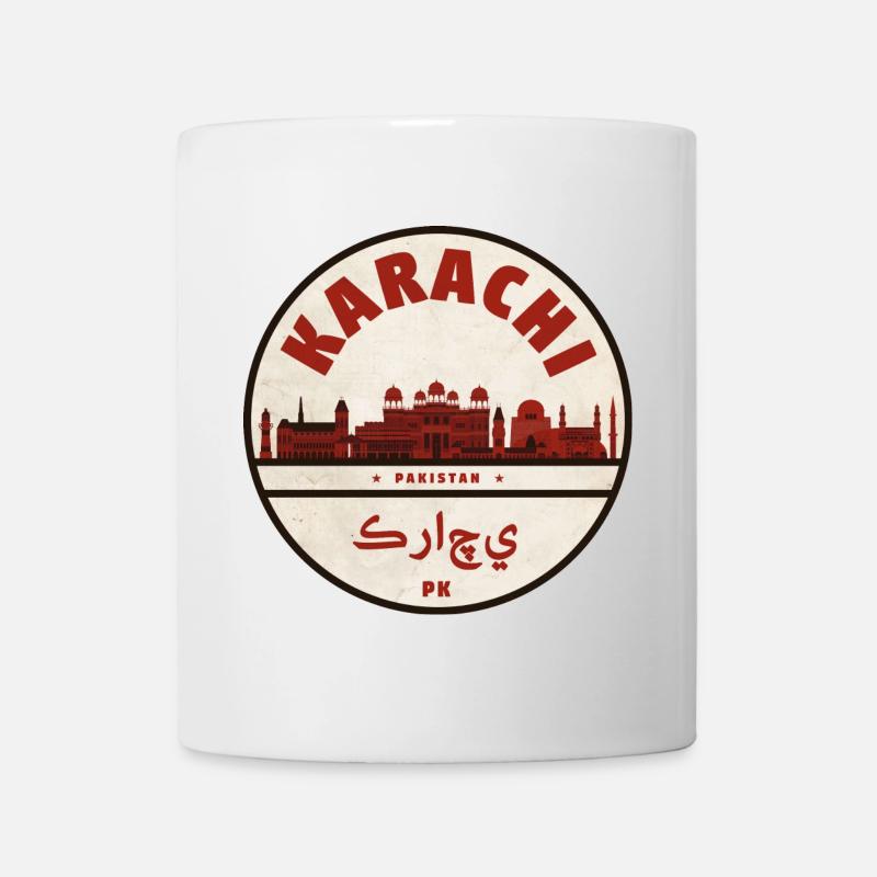 Emblème de la silhouette de Karachi Pakistan - Mug blanc - blanc