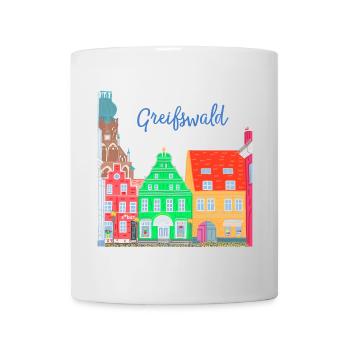 Greifswald, maisons à colombages colorées, Allemagne de l'Est - Mug blanc - blanc - Devant