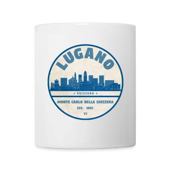 Lugano Skyline Abzeichen Shirt - Tasse - Weiß - Vorne