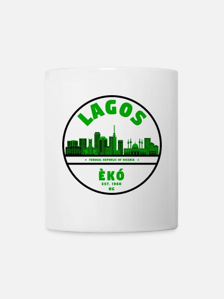 Lagos Skyline Grün - Tasse - Weiß