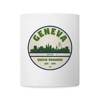 Insigne de la Skyline de Genève Romande - Mug blanc - blanc - Devant