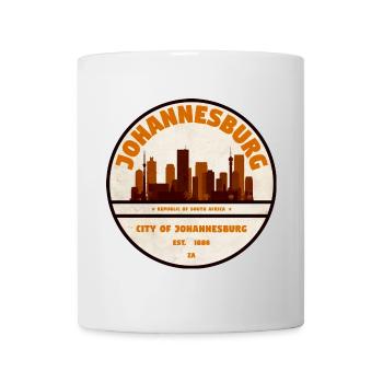Retro-Abzeichen Johannesburg Skyline - Tasse - Weiß - Vorne