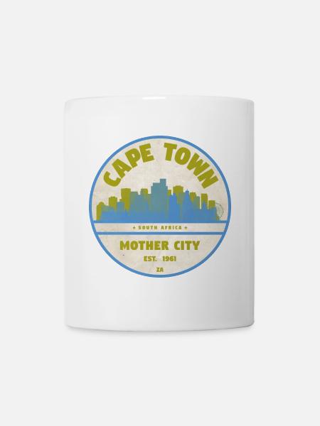 Cape Town Skyline Vintage Emblem - Tasse - Weiß
