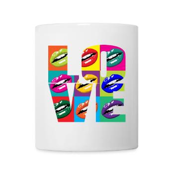 Mehrfarbige Pop-Art-Lippen - Tasse - Weiß - Vorne