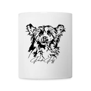 POWDER PUFF Chinese Crested Dog Portrait Wilsigns - Mug blanc - blanc - Devant