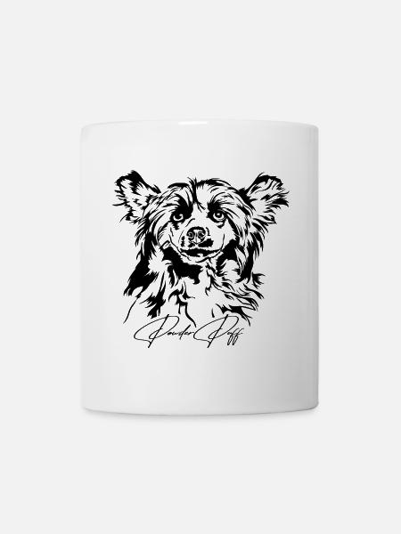 POWDER PUFF Chinese Crested Dog Portrait Wilsigns - Tasse - Weiß