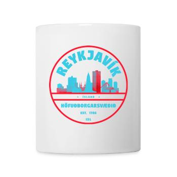 Reykjavík Skyline Stadtbadge - Tasse - Weiß - Vorne