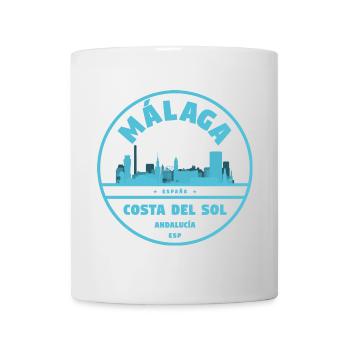 Málaga Küsten-Skyline Blau Logo - Tasse - Weiß - Vorne