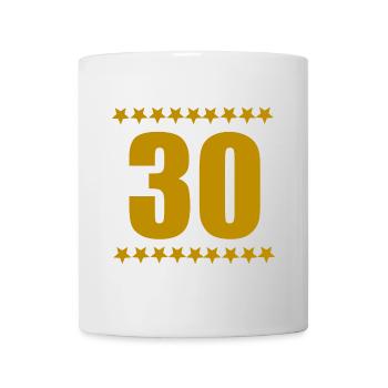 outfit Geburtstag, 30 goldgelb sternenmuster - Tasse - Weiß - Vorne