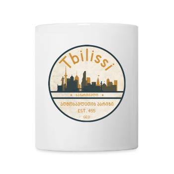 Insigne de la Ville de la Ville de la Silhouette de Tbilissi - Mug blanc - blanc - Devant