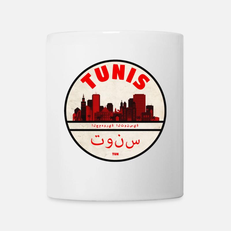 Tunis Skyline Red Silhouette - Tasse - Weiß