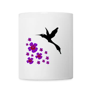 kolibrisilhouette mit blumen, vogelmotive damen - Tasse - Weiß - Vorne