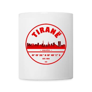 Tirana Albanien Emblem mit Koordinaten - Tasse - Weiß - Vorne