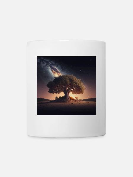Weltenbaum im Kosmos - Tasse - Weiß