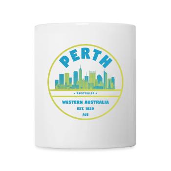 Perth Skyline Vintage Abzeichen - Tasse - Weiß - Vorne