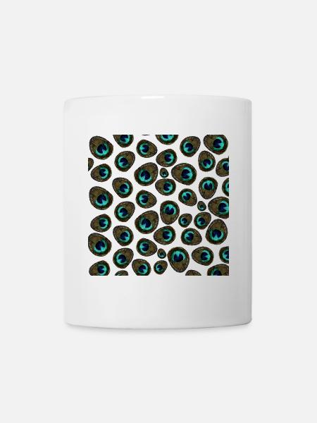 all over prints Damen, pfauenmuster wasserpixel - Tasse - Weiß
